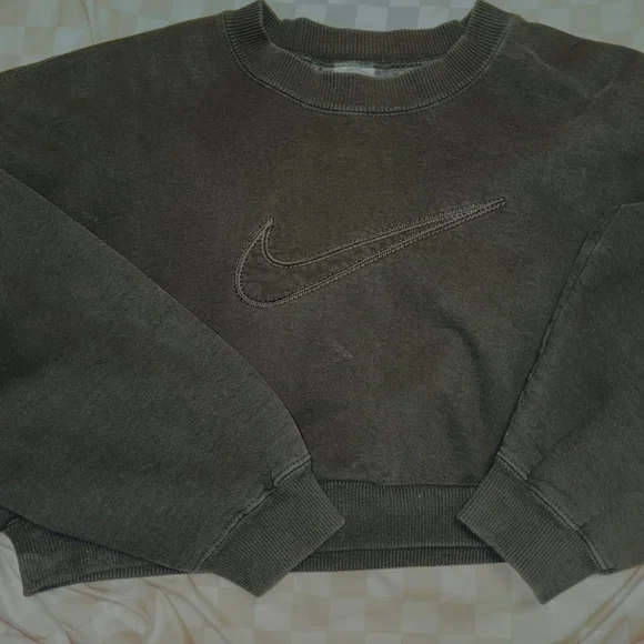 Nike Dark Gray Cropped Crewneck Sweatshirt - Picture 3 of 3